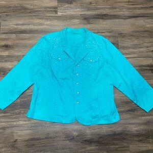 💗Fun Turquoise Button Down Shirt